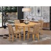 5-Piece Natural Oak Finish Solid Wood Top - Rectangular Dining Room Set  - Seats 4 - 2 of 4