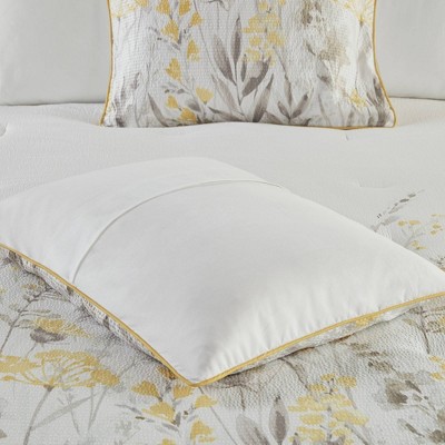 Full White Microfiber Floral Comforter Set with Decorative Pillows