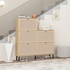 RISOKEYS 4 Drawers Rattan Shoe Storage Cabinet with 4 Flip Drawers,Narrow Wooden Shoe Rack Cabinet for Entryway,with Caning Doors for Hallway - 2 of 4
