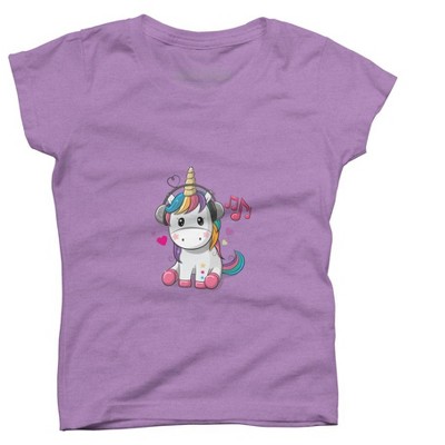 Girl's Design By Humans Happy unicorn By Kefren T-Shirt