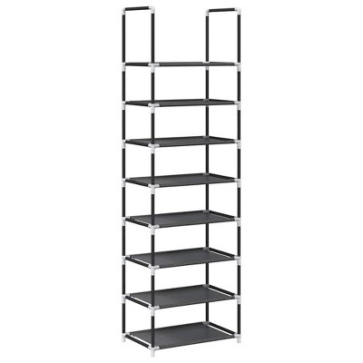 vidaXL Shoe Rack Black Non-Woven Fabric, Powder-Coated Steel, Plastic Tall