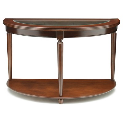 Renson Curved Glass Top Sofa Table Dark Red - HOMES: Inside + Out: Half Moon, Beveled Insert, Bun Feet