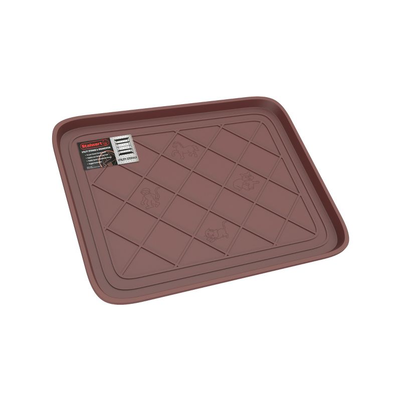 All Weather Boot Tray - Small Water-Resistant Plastic Utility Shoe Mat for Indoor and Outdoor Use in All Seasons by Stalwart (Brown), 4 of 5