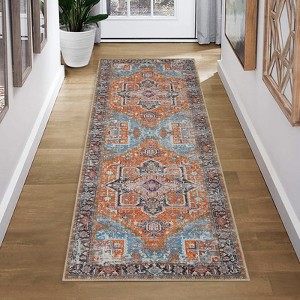 coucheta Vintage Washable Area Rug for Living Room, Multi-size  Retro Medallion Non Slip with Rubber Backing Low Pile Carpet, for Bedroom, Dining - 1 of 4