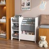 ACEPANO 25.59 in. W Multifunctional 4-Tier Children's Bookshelf with 3 Foldable Fabric Drawers-White - 2 of 4