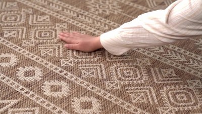 Brown and Beige Geometric Flat Woven Synthetic Area Rug 5' x 7'
