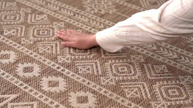 World Rug Gallery Geometric Boho Textured Flat Weave Indoor/Outdoor Area Rug, 2 of 15, play video
