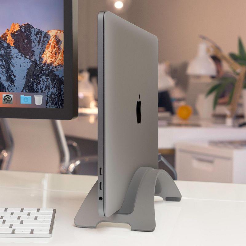 Twelve South BookArc for MacBook Space-saving vertical stand to organize work & home office Now compatible with M1 MacBooks silver, 2 of 5