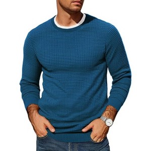 COOFANDY Mens Pullover Sweater Waffle Knit Crewneck Long Sleeve Dress Sweater - 1 of 4