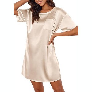 knee length dresses for ladies Romantic Green Satin Night Dress main image 0