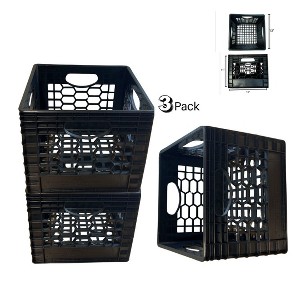 CrateMate Heavy-Duty 16QT Black Milk Crates for Storage & Organization | Ideal for Home, Camping, Worksite | Stackable, Durable, USA Made - 1 of 4