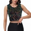 Anna-Kaci Women's Sleeveless Sequin Crop Top with Round Neckline and Sparkle Embellishment - 2 of 4