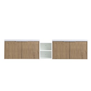 ChicFurnit Bathroom Vanities 84 Inch Vanity with Sink and Soft Close Doors for Bathroom Storage, Beige, 82.9"*18.1"*19.3" - 1 of 4
