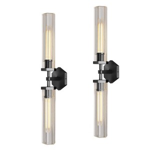 CityFurn 2-Light Modern Black Wall Sconce with Crystal Glass - 1 of 1