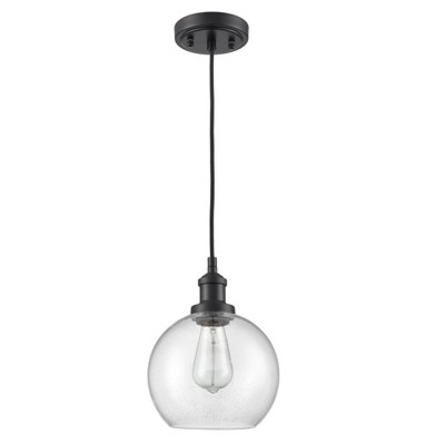 Claxy Modern Seeded Glass Globe Pendant Light Kitchen Island, Black