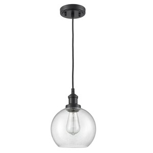 Claxy Modern Seeded Glass Globe Pendant Light Kitchen Island, Black - 1 of 4