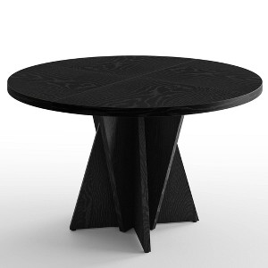 WOWLIVE Round Wood Dining Table for 4-6 People, 47.2" Farmhouse Kitchen Table with Cross Pedestal Base, Living Room Dining Room Tables - 1 of 4