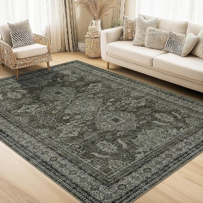 Area Rug for Living Room Bedroom Distressed Oriental Office Carpet Low Pile Neutral Soft Nursery Carpet Non Slip Washable Vintage Farmhouse Area Rug
