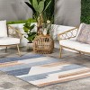 Nuloom Oaklyn Abstract 4x6 Indoor/Outdoor Area Rug for Living Room Patio Deck Front Porch Kitchen, Beige/Blue - 2 of 4