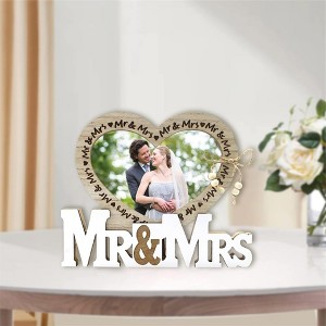 Mr & Mrs Wedding Picture Frame, Wedding Gifts for Couple, Tabletop Picture Frame Home Decor for Pictures/Photos/Posters, Love Pattern - 1 of 4