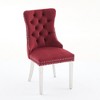 Gulches Velvet Dining Chair Set of 2 Tufted Solid Wood Wine Red Chrome Legs Nailhead Trim - 4 of 4