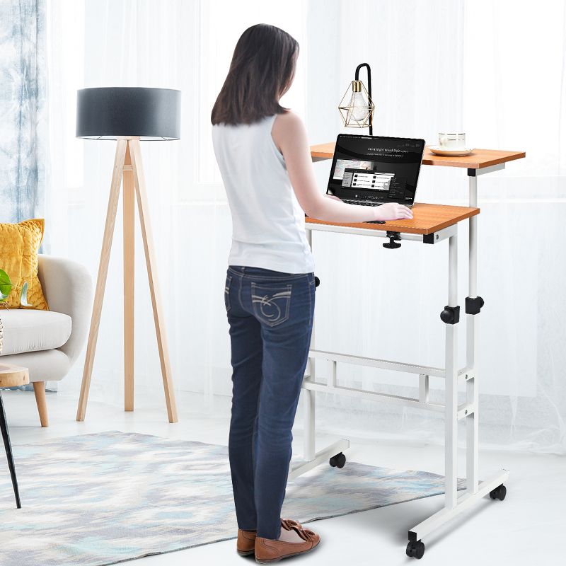 Costway Mobile Standing Desk Height Adjustable Sit Stand Workstation Stand Up Desk 2in1, 5 of 11
