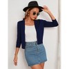 Women's 3/4 Sleeve Open Front Cropped Cardigan Sweater Lightweight Knit Short Bolero Shrugs - 3 of 4