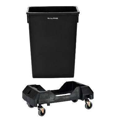 Alpine Industries Polypropylene Commercial Indoor Trash Can 23 Gallon Black (ALP477-BLK-PKD)
