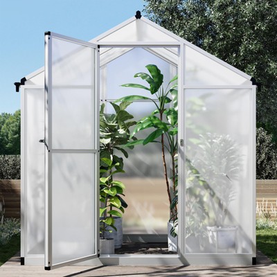 Garvee Greenhouse for Outdoors, Aluminum Alloy & Polycarbonate Green House with Windows Vent, for Patio, Backyard, Garden