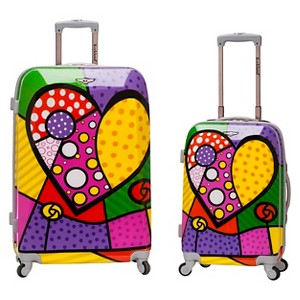 Rockland 2pc Polycarbonate/ABS Upright Luggage Set - Heart, MultiColored