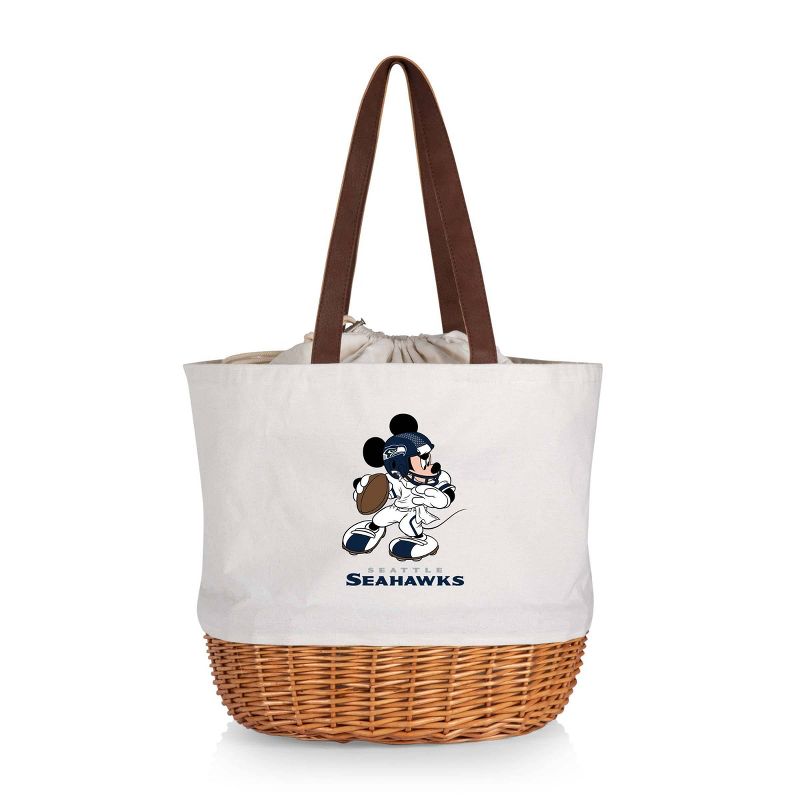 NFL Seattle Seahawks Mickey Mouse Coronado Canvas and Willow Basket Tote - Beige Canvas, 1 of 6