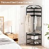 TackView 71.3''Tall Corner Coat Rack with Storage, Simple Hall Tree with Mesh Shelves,Metal Clothes Rack Shoes Organizer - 3 of 4