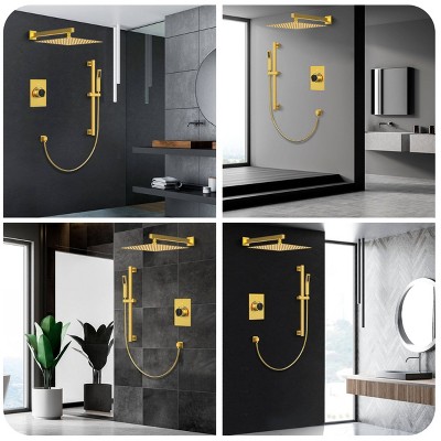 Brushed Gold 10" Rainfall Shower System with Handheld