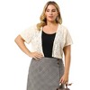 Agnes Orinda Women's Plus Size Short Sleeve Open Front Crochet Lace Allover Cropped Cardigan - 4 of 4