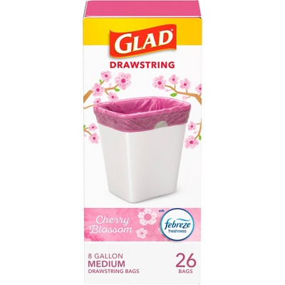 Glad Drawstring Medium Trash Bags - Lemon Fresh Bleach - 8 Gallon - 26ct :  Target