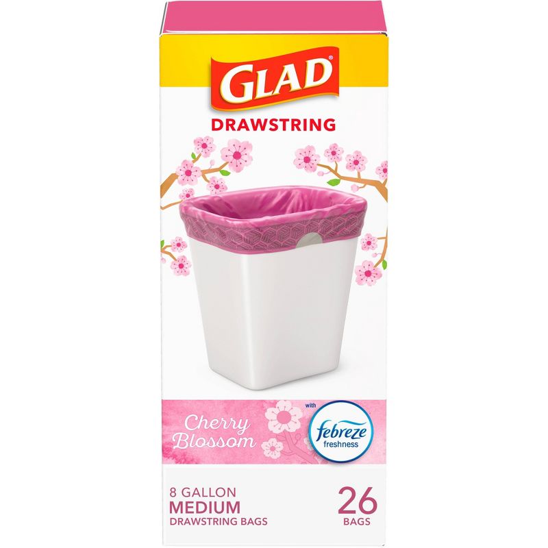 Glad DrawString Trash Bags - Cherry Blossom - 8 Gallon - 26ct, 1 of 15