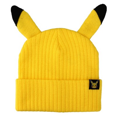 Pokemon Pikachu Face Unisex One Size 2016 Yellow Knit Hat Beanie With Ears