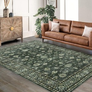Area Rug Vintage Living Room Washable Distressed Rug Carpet Floral Bedroom Rug Retro Accent Throw Rug Office Dining Room Nursery Indoor - 1 of 4
