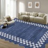 Large Dining Room Rugs 10x13 Scalloped Modern Floor Carpet with Non-Slip Backing, Washable Border Accent Rugs, Foldable Geometric Indoor Mat - 4 of 4
