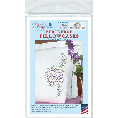 Jack Dempsey Stamped Pillowcases W/White Perle Edge 2/Pkg-Floral Bouquet