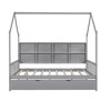 Wooden Platform House Bed with Trundle and Shelf-ModernLuxe - 4 of 4