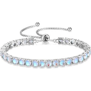 Sterling Silver Tennis Bracelet with Birthstone, Adjustable Bolo Chain Fine Jewelry, Anniversary Birthday Gift for Women - 1 of 4