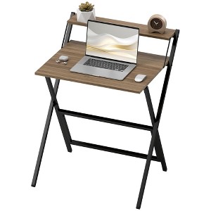 Aghana Digitals 27.6" Compact Foldable Computer Desk with Monitor Shelf, X-Shaped Steel Frame, Easy - 1 of 4