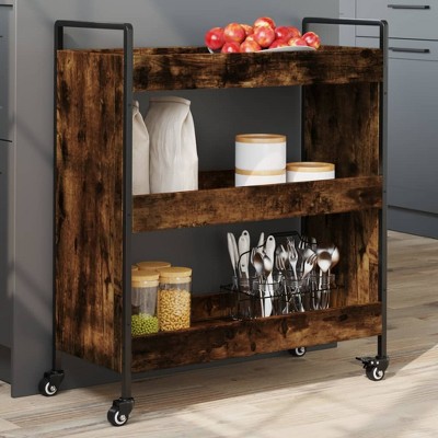 vidaXL Kitchen Trolley Smoked Oak 27.6 in.x11.8 in.x32.3 in. Engineered Wood