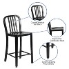 Emma and Oliver Commercial Grade 24"H Colorful Metal Indoor-Outdoor Vertical Slat Counter Stool - 3 of 4