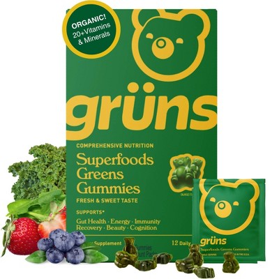 Grüns Adult Low Sugar Superfoods Greens Gummies - 96ct/12 Servings