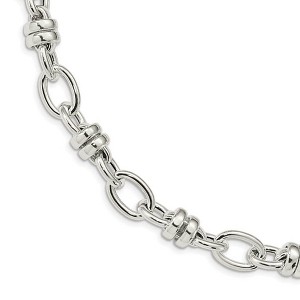 Black Bow Jewelry 13.5mm Sterling Silver Hollow Fancy Link Chain Bracelet, 8.5 Inch - 1 of 4