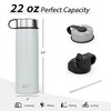 Costway 22 oz Double Wall Insulated Water Bottle Stainless Steel w/ 2 Lids & Straw - 4 of 4