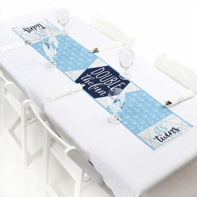 Big Dot of Happiness It's Twin Boys - Petite Blue Twins Baby Shower Paper Table Runner - 12 x 60 inches