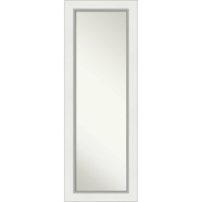 19" x 53" Eva White Silver Framed On the Door Mirror - Amanti Art